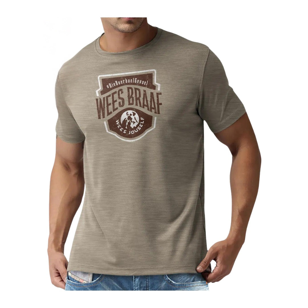 Men's T-shirt printed 'Braaf'- Sand Melange
