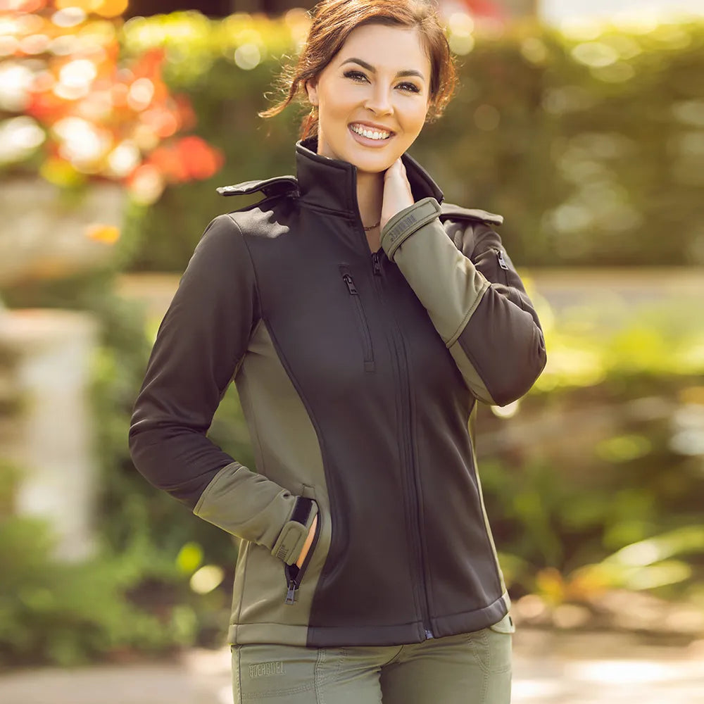 Ladies Soft Shell Jacket Black & Olive