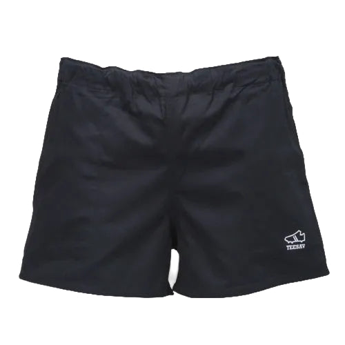Black shorts with a small white logo on a transparent background