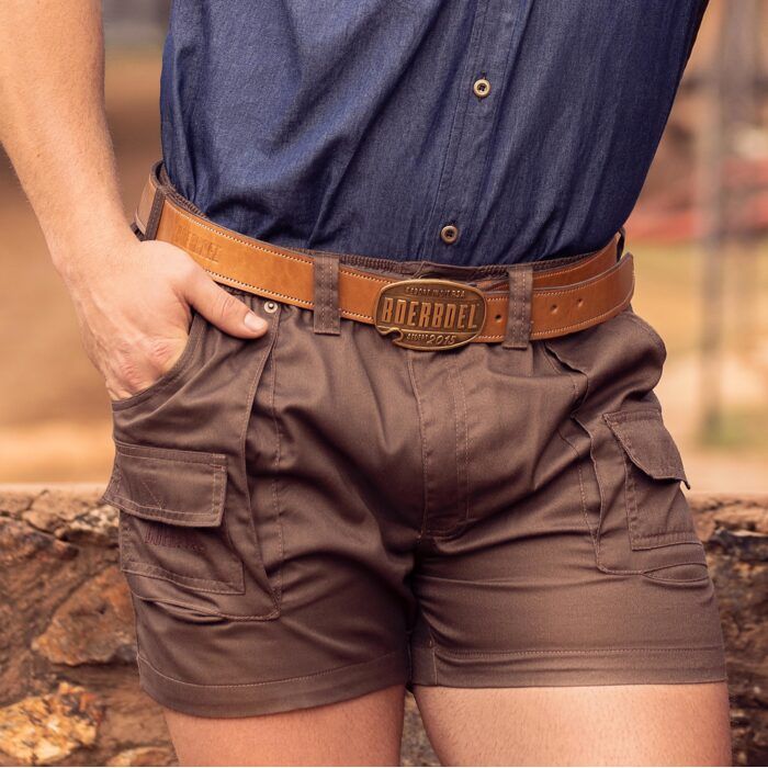 Tan Leather Belt - Brass Buckle