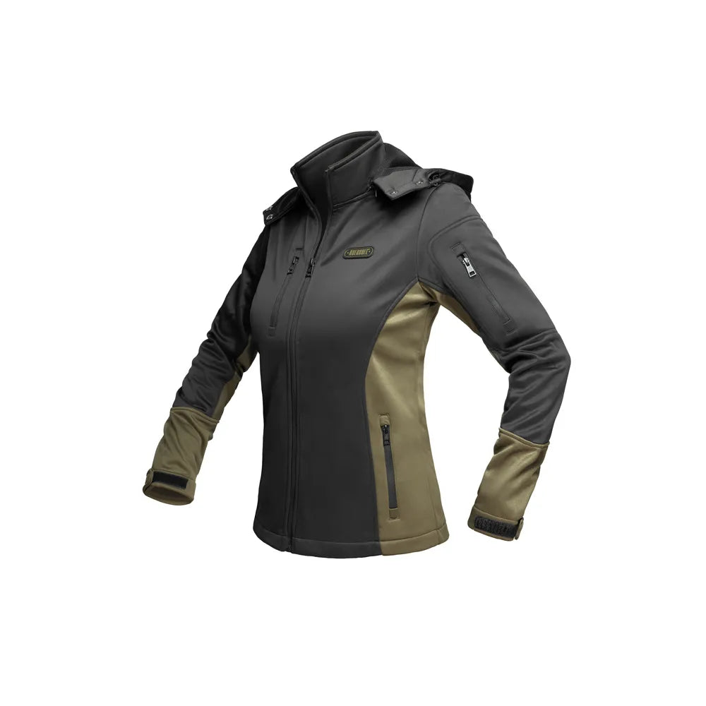 Ladies Soft Shell Jacket Black & Olive