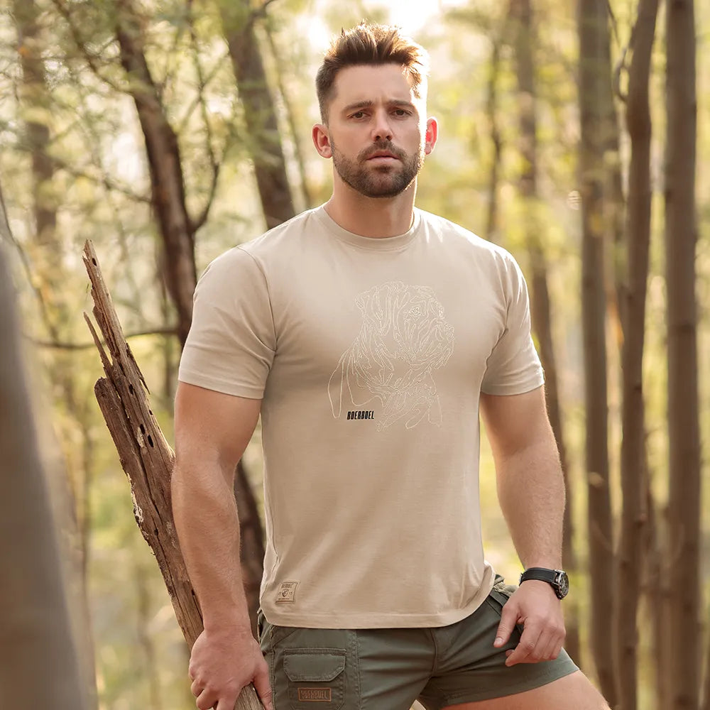 Men’s T-Shirt Embroidered-  Stone