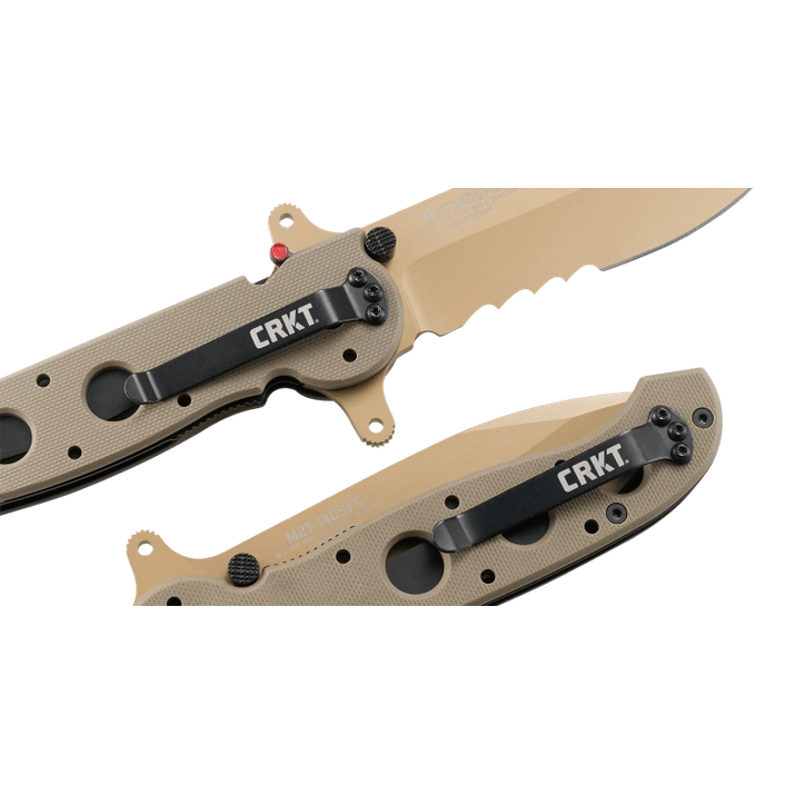 CRKT M21-14DSFG Large Drop Point Special Forces Desert Tan G10 w/Veff Serrated Tan Titanium Nitride Coated Blade