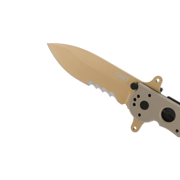 CRKT M21-14DSFG Large Drop Point Special Forces Desert Tan G10 w/Veff Serrated Tan Titanium Nitride Coated Blade