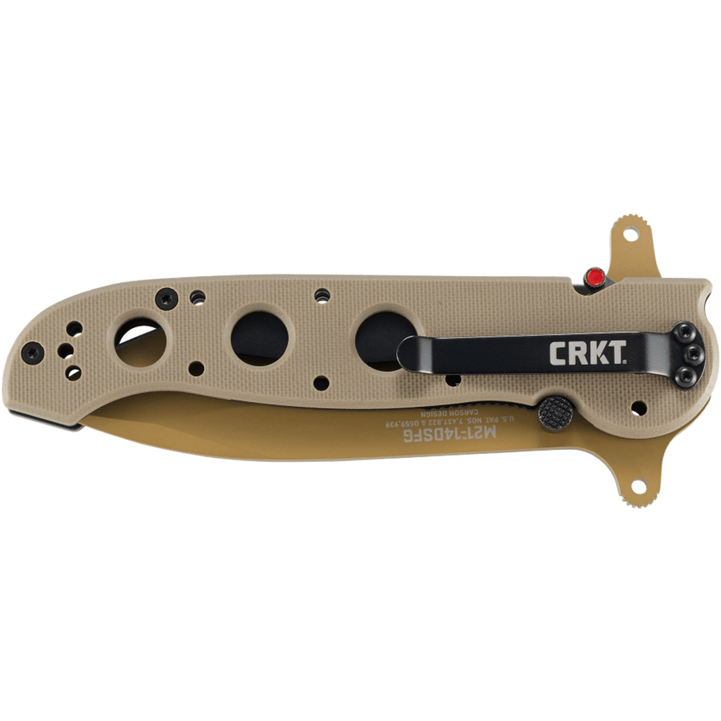 CRKT M21-14DSFG Large Drop Point Special Forces Desert Tan G10 w/Veff Serrated Tan Titanium Nitride Coated Blade