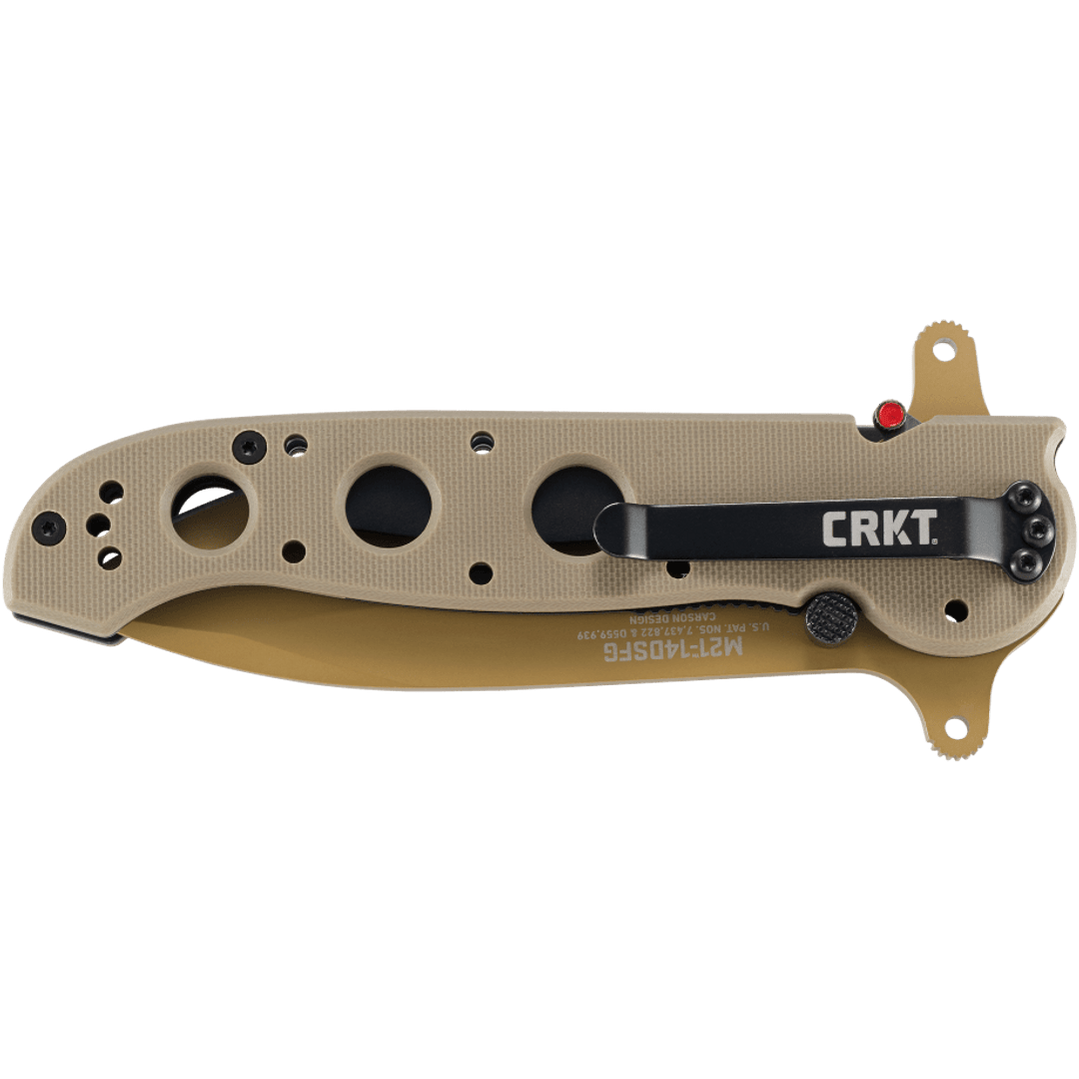 CRKT M21-14DSFG Large Drop Point Special Forces Desert Tan G10 w/Veff Serrated Tan Titanium Nitride Coated Blade