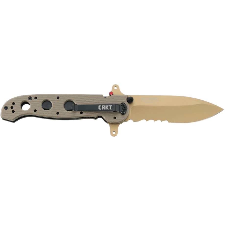 CRKT M21-14DSFG Large Drop Point Special Forces Desert Tan G10 w/Veff Serrated Tan Titanium Nitride Coated Blade