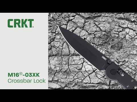 CRKT M16-03XK Spear Point Crossbar Lock Black Grivory w/D2 Black EDP Blade Finish