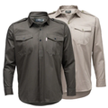 Teesav Men's Long Sleeve Half Button Shirt - Khaki