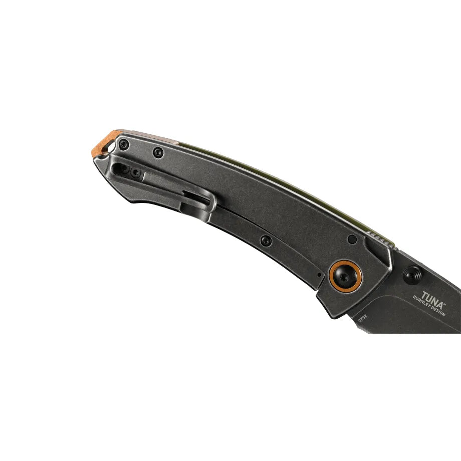 CRKT Tuna Folder OD Green G10/Stainless Handle w/Black StoneWash Blade Finish