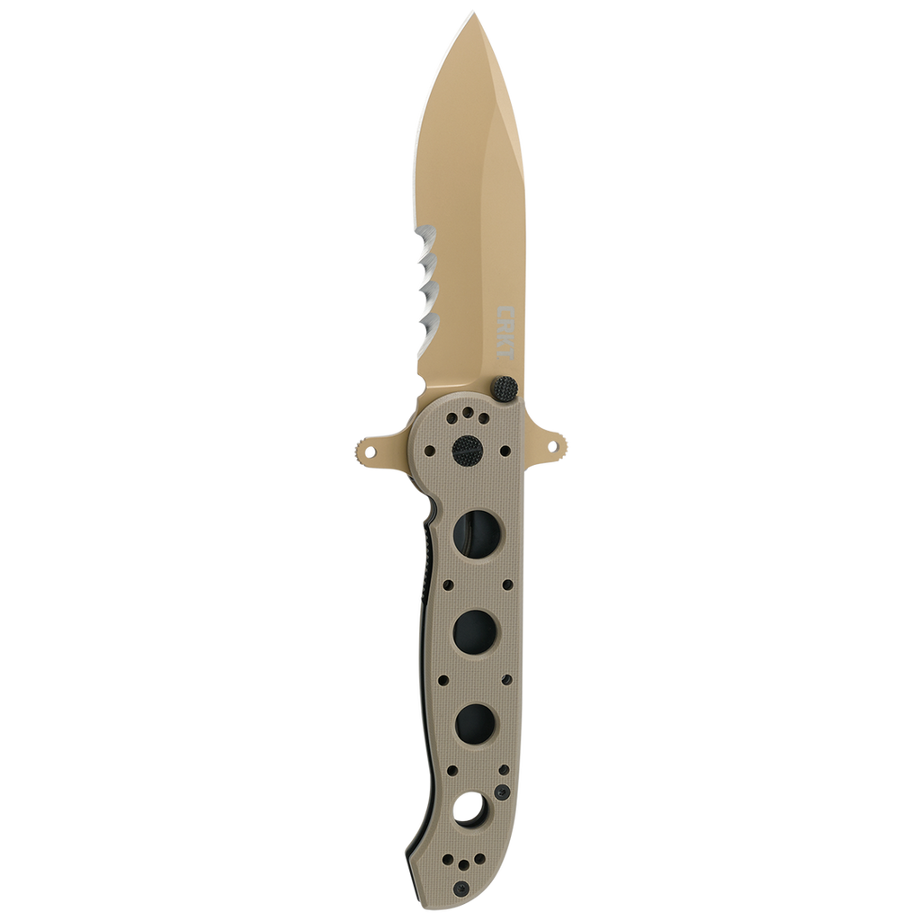 CRKT M21-14DSFG Large Drop Point Special Forces Desert Tan G10 w/Veff Serrated Tan Titanium Nitride Coated Blade